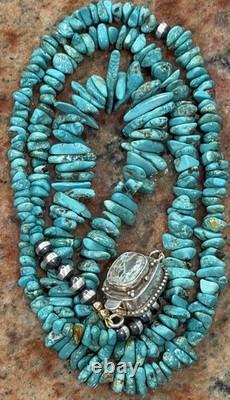 Native American Rare Carico Lake Turquoise Necklace, Polished, Navajo SS