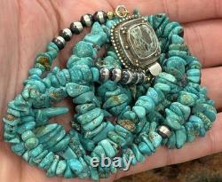 Native American Rare Carico Lake Turquoise Necklace, Polished, Navajo SS