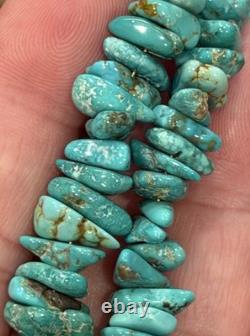 Native American Rare Carico Lake Turquoise Necklace, Polished, Navajo SS