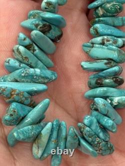 Native American Rare Carico Lake Turquoise Necklace, Polished, Navajo SS