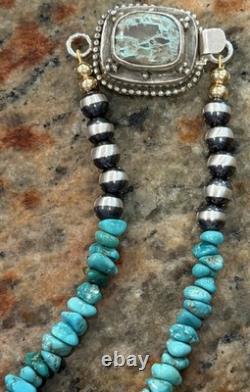 Native American Rare Carico Lake Turquoise Necklace, Polished, Navajo SS