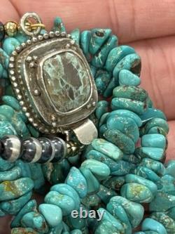 Native American Rare Carico Lake Turquoise Necklace, Polished, Navajo SS
