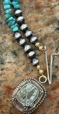 Native American Rare Carico Lake Turquoise Necklace, Polished, Navajo SS
