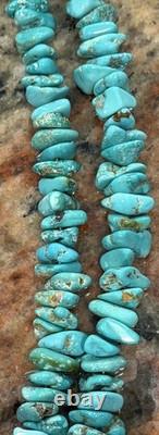 Native American Rare Carico Lake Turquoise Necklace, Polished, Navajo SS