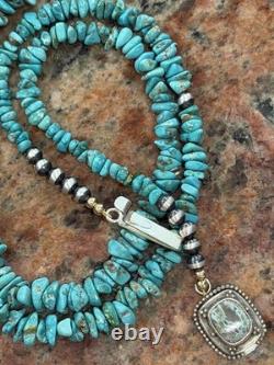 Native American Rare Carico Lake Turquoise Necklace, Polished, Navajo SS