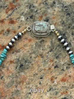 Native American Rare Carico Lake Turquoise Necklace, Polished, Navajo SS
