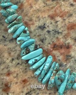 Native American Rare Carico Lake Turquoise Necklace, Polished, Navajo SS