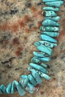 Native American Rare Carico Lake Turquoise Necklace, Polished, Navajo SS