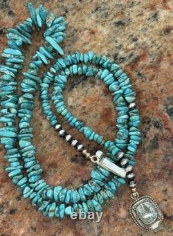 Native American Rare Carico Lake Turquoise Necklace, Polished, Navajo SS