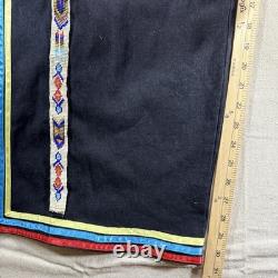 Native American Ribbon Pants Wide Leg Black Powwow Regalia 36X31 Hand-Beaded