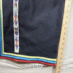 Native American Ribbon Pants Wide Leg Black Powwow Regalia 36X31 Hand-Beaded