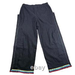 Native American Ribbon Pants Wide Leg Black Powwow Regalia 36X31 Hand-Beaded