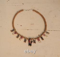 Native American Santo Domingo Kewa Wood Hand Carved Storyteller Necklace Vintage