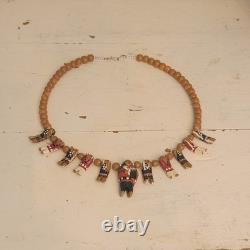 Native American Santo Domingo Kewa Wood Hand Carved Storyteller Necklace Vintage