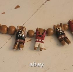 Native American Santo Domingo Kewa Wood Hand Carved Storyteller Necklace Vintage