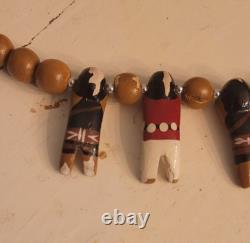 Native American Santo Domingo Kewa Wood Hand Carved Storyteller Necklace Vintage