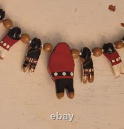Native American Santo Domingo Kewa Wood Hand Carved Storyteller Necklace Vintage