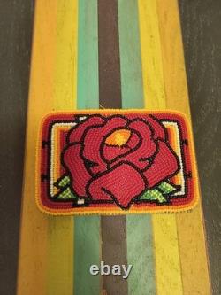 Native American Seed Beaded Belt Buckle Rose Design Handmade