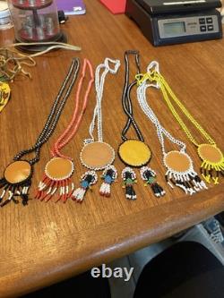 Native American Seed Beaded Necklace Medallion Vintage Star Dream Catcher Lot 6