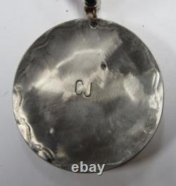 Native American Seminole Handmade Eagle Medallion Blue Beaded Necklace C Johnson