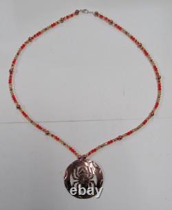 Native American Seminole Handmade Spider Medallion Beaded Necklace C Johnson