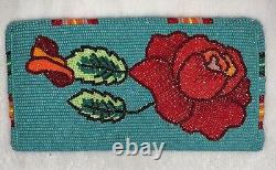 Native American Shoshone FLORAL TWO SIDED Beaded ROSE BUD Check Book Wallet