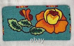 Native American Shoshone FLORAL TWO SIDED Beaded ROSE BUD Check Book Wallet