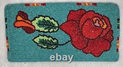 Native American Shoshone FLORAL TWO SIDED Beaded ROSE BUD Check Book Wallet