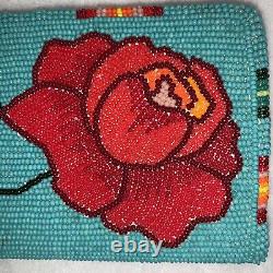 Native American Shoshone FLORAL TWO SIDED Beaded ROSE BUD Check Book Wallet