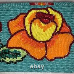 Native American Shoshone FLORAL TWO SIDED Beaded ROSE BUD Check Book Wallet