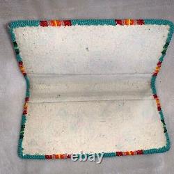 Native American Shoshone FLORAL TWO SIDED Beaded ROSE BUD Check Book Wallet