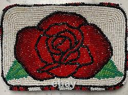 Native American Shoshone Rose Hand Beaded Flower Belt Buckle