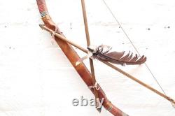 Native American Sioux Bow and Arrows Hanging Beaded Handle, Stone Arrowhead