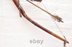 Native American Sioux Bow and Arrows Hanging Beaded Handle, Stone Arrowhead