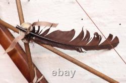Native American Sioux Bow and Arrows Hanging Beaded Handle, Stone Arrowhead