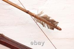 Native American Sioux Bow and Arrows Hanging Beaded Handle, Stone Arrowhead