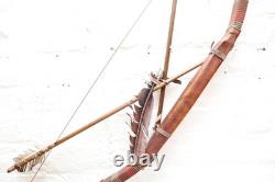 Native American Sioux Bow and Arrows Hanging Beaded Handle, Stone Arrowhead