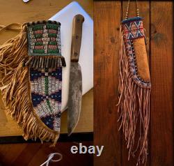 Native American Sioux Handmade Knife Sheath Indian Beaded Knife Cover 2 pcs