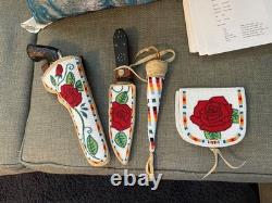 Native American Sioux Handmade Knife Sheath set Indian Beaded Knife Cover 4 Pcs