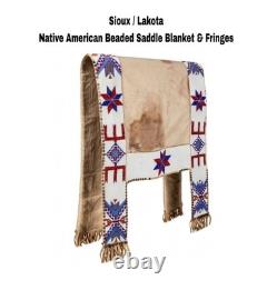 Native American Sioux Lakota Leather Saddle Blanket Buffalo Hide Handmade Beaded