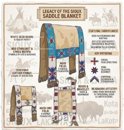 Native American Sioux Lakota Leather Saddle Blanket Buffalo Hide Handmade Beaded