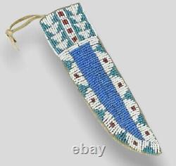 Native American Sioux Style Indian Beaded Knife cover Leather Knife Sheath
