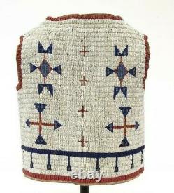Native American Sioux Style Indian Beaded Suede Leather Hide Vest