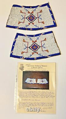 Native American Sioux or Crow Ceremonial Beaded Dance Cuffs Early 1900's COA