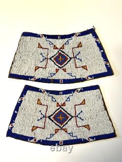Native American Sioux or Crow Ceremonial Beaded Dance Cuffs Early 1900's COA