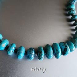 Native American Southwest Turquoise Beaded Necklace 19 Sterling Silver. 925