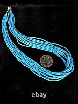 Native American Stabilize Turquoise Heishi 10S Sterling Silver Necklace 20 4194