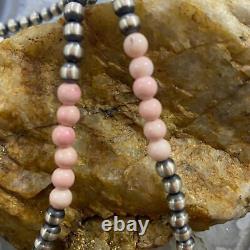 Native American Sterling 4mm Navajo Pearl 4.4mm Peruvian Opal Bead 16 Necklace