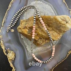 Native American Sterling 4mm Navajo Pearl 4.4mm Peruvian Opal Bead 16 Necklace