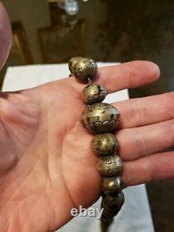 Native American Sterling Navajo Pearls Necklace 25 & 80g